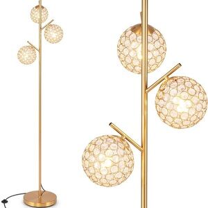 Elegant Gold Floor Lamp with Crystal Accents